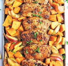 This sauce is a secret weapon to make really tasty pork chops in the oven. Sheet Pan Honey Glazed Pork Chops With Sweet Potatoes Apples Beautiful Eats Things