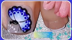 Uñas en blanco y negro con brillos. Diseno De Unas Pies Mariposa Muy Facil Butterfly Nail Art Nlc