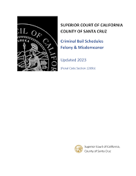 SUPERIOR COURT OF CALIFORNIA COUNTY OF SANTA CRUZ Criminal Bail Schedules  Felony & Misdemeanor Updated 2023
