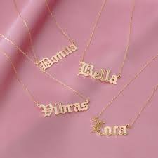 Bonita Loca Bella Vibras Old English Style Necklaces Gold Dipped Gold Name Necklace Diamond Cross Necklaces Custom Necklace