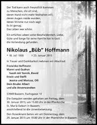 Traueranzeigen von Nikolaus Hoffmann