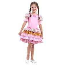 Junina meia manga infantil no elo7 | super cariocas (92de76). Fantasia Festa Junina Caipira Babados Rosa Q Sulamericana Jc Brinquedos