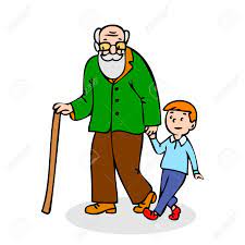 El Abuelo Con El Nieto Viejo Hombre Divertido Con Baston Y Con El Muchacho Colorida Ilustracion Vectorial De Dibujos Animados Sobre Fondo Blanco Ilustraciones Vectoriales Clip Art Vectorizado Libre De Derechos Image