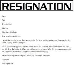 samples of resignation letters: resignation letters template