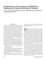 Pdf Verbal Abuse Of Nursing And Midwifery Students In Clinical Settings In Turkey