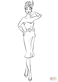 Dibujo De Mujer De 1950 En Vestido De Coctail Para Colorear Dibujos Para Colorear Imprimir Gratis