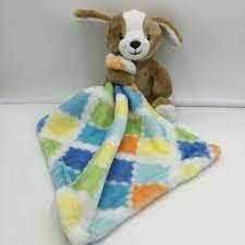 Little Miracles Puppy Dog Plush Holding Baby Security Blanket Orange Blue Lovey Littlemiracles Baby Security Blanket Dog Blanket Holding Baby