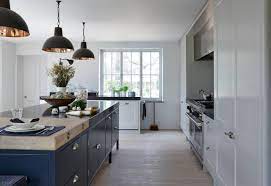 Pale grey kitchen with wood worktop maintenance connection logo. 5 Worktops That Look Beautiful With A Dark Blue Kitchen Houzz Uk