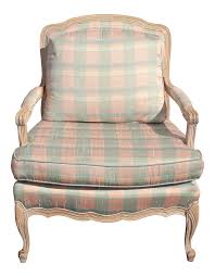 Vintage French Country Sam Moore Blue Pink Plaid Accent Arm Chair Feathers In 2020 Accent Arm Chairs Armchair French Country Decorating