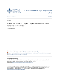 How Do You Rate Your Lawyer? Lawyers' Responses to Online Reviews of Their  Services