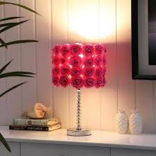 Buy Bloom Roses Drum Shade Lamp, Twisted Acrylic Base, Red