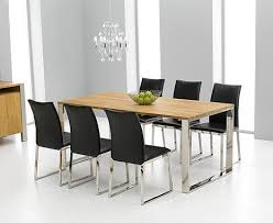Roseta Oak And Chrome Dining Table 180cm And 6 Scala Black Dining Chairs Jpg 465 381 Chrome Dining Table Black Dining Chairs Wooden Dining Tables
