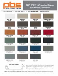 Steel Building Color Charts Pacific Building Systems