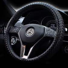 Braided Leather Steering Wheel Cover Black Steering Wheel Cover Car Steering Wheel Cover Wheel Cover