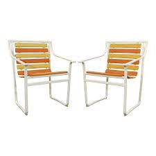 Pair Of Mid Century Modern Rare Samsonite Outdoor Patio Steel Tube Arm Chairs Vintage Patio Furniture Vintage Patio Modern Outdoor Patio