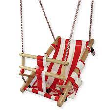 Das material ist sehr pflegeleicht. Babyschaukel Aus Holz Und Stoff Rot Weiss Kinderschaukel Zum Aufhangen Im Garten Ebay