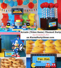Gaming + video gamer birthday party | kara's party ideas. Kara S Party Ideas Arcade Video Game Pac Man Sonic Mario Themed Birthday Party Planning Supplies Idea