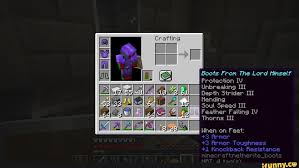 In mobile/bedrock editions, incoming damage is reduced by 4% per armor defense . Boots From The Lord Hinzelf Frotectian I Crafting Unbreaking Iii Depth Strider Iit Hending Soul Speed Iii Feather Falling Iv Thorns Iii When On Feet 3 Armor 3 Armor Toughness 1 Knockback Fiesistance