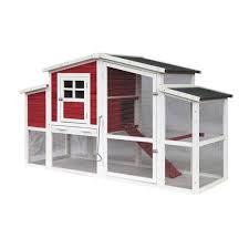 Aleko 2 Story Wooden Chicken Coop Dxh045 Hd The Home Depot Building A Chicken Coop Rabbit Hutches Portable Chicken Coop