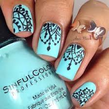 Black And Blue Nail Designs Tattoo Inspired Lace Nails Lace Nails Tiffany Nails Tiffany Blue Nails