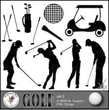 Golf Set 3 With 11 Digital Clipart Graphics Png Files Etsy Golf Clubs Golf Set Golf Art