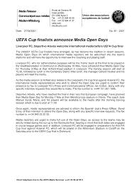 UEFA Cup finalists announce Media Open Days