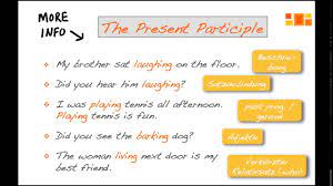 Die verlaufsform des present wird im passiv gebildet, indem man nach der entsprechenden simple present form von „to be ein „being und das past participle des verbs einfügt, z. Participles Die Englischen Partizipien Teil 2 Youtube