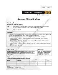 A briefing paper helps bring a single issue to someone's attention and fills in key details he or she needs to know. Briefing Paper Template Department Of Internal Affairs