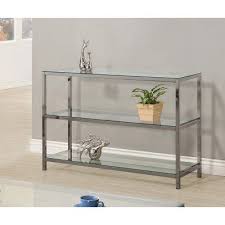 Coaster Furniture Glass Top Console Table With 2 Glass Shelves Console Table Coaster Furniture Glass Console Table