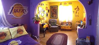 Incredible Los Angeles Lakers Fan Room Basketball Room Decor Basketball Theme Room Basketball Themed Bedroom
