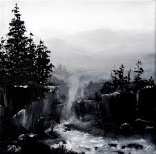 Acrylic Black And White Landscape Paintings Pin By Jorunn Krogsaeter On A Vinterland Mountain Painting Acrylic Black And White Painting Spray Paint Art