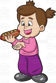 A Girl Delightfully Munches A Hot Dog Sandwich Hot Dogs Cartoon Clip Art Dogs They literally just flipped the hotdogs mouth to make him happy didnt even draw him a new mouth hot. hot dog sandwich