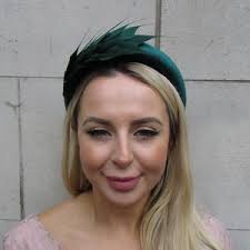 Large Black Dark Green Bottle Green Fascinator Hat Big Teardrop Headband  Hatinator Guest Headpiece Wedding Races U10302