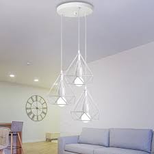 Table de salle à manger. Suspension Luminaire Contemporain 3 Abat Jour Metal Blanc Plafonnier Lustre Pour Salle A Manger Cdiscount Maison