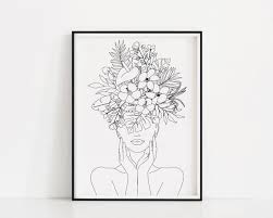 Art inspiration line art tattoos posters art prints art art drawings hand art drawings hand art drawing abstract face art. Plant Head Woman Art Print Woman With Plants On Head Poster Etsy In 2021 Flower Prints Art Outline Art Line Art Drawings