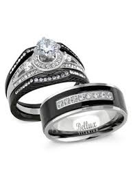 You'll also find wedding ring sets for him and her, which allow male and female partners to coordinate their rings. Bellux Style His And Hers Wedding Ring Sets Black Stainless Steel And Titanium Bridal Set Walmart Com In 2020 Wedding Ring Sets Couple Wedding Rings His And Her Wedding Rings