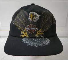 Harley Davidson Black Bald Eagle Snapback Trucker Baseball Hat Cap Vintage Usa Harley Davidson Vintage Usa Hats