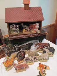 1900 S Antique Toy Wooden Converse Barn With 16 Wood Farm Animals Antique Toys Toy Barn Toys