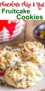 Fruitcake Cookies A Delicious Christmas Cookie Filled With Chopped Nuts Candied Fruit And Chocolate C Fruit Cake Cookies Candied Fruit Recipes Fruit Cookies
