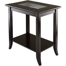 Genoa Square End Table With Glass Top Espresso Assembly Required Solid And Composite Wood New Check Glass Top End Tables Coffee Table With Shelf End Tables