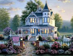 Pin By Theresa On Paintings Of Victorian Houses Cottage Wallpaper Victorian Homes Victorian Style Homes