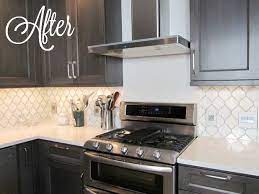 Kitchen remodel before after dove gray arabesque backsplash. Pin On Backsplash