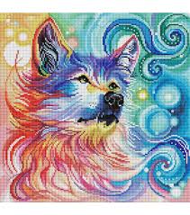 Diamond Art Club 17" x 17" Rainbow Wolf Diamond Painting Kit