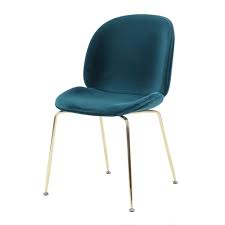 Light luxury furniture fox shape dining chair with gold legs. Luxurious Teal Velvet Dining Chair With Gold Metal Legs From Fusion