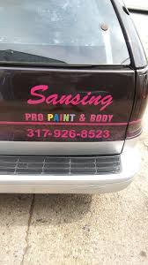 With over five years of experience in this industry, we deliver unique custom products, excellent customer service, nationwide shipping, low prices, and quality work. Sansing S Pro Paint Body Wrk 5104 Massachusetts Ave Indianapolis In 46218 Usa