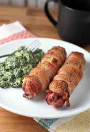 Easy Stuffed Bacon Wrapped Hot Dogs Recipe Oven Baked Recipe Hot Dog Recipes Ketogenic Recipes Keto Recipes