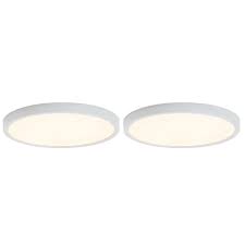 Project Source 2 Pack 10 In White Modern Contemporary Flush Mount Light Energy Star Lowes Com In 2020 Led Flush Mount Flush Mount Lighting Led Ceiling Lights