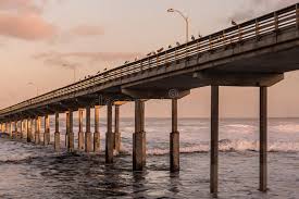 High Tide At Ocean Beach Fishing Pier Stock Image Image Of