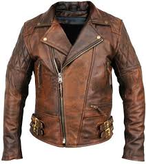 Mens Biker Motorcycle Vintage Distressed Brown Leather Jacket At Amazon Men S Clothing Store