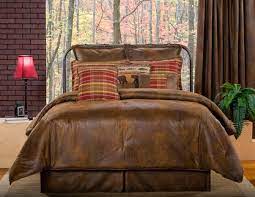 Shop wayfair for all the best brown comforter bedding. 10pc Dark Brown Red Lodge Style Faux Leather Comforter Set King Ebay